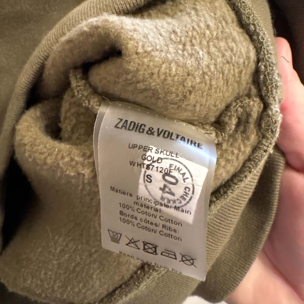 Zadig & Voltaire Upper Skull Gold Foil Cotton Sweatshirt Small - Picture 3 of 4